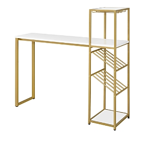Furniture Of America Danby High Gloss White and Gold-Tone Bar Table- 4424861