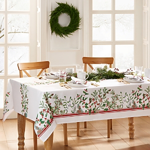 Elrene Home Fashions Winter Holiday Berry Fabric Tablecloth, 84 x 60- 4460116