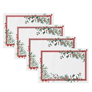 Elrene Home Fashions Winter Holiday Berry Fabric Placemats, Set of 4- 4460121