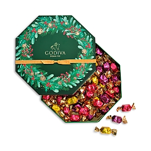 Godiva Holiday Assorted Wrapped Chocolate Truffle Tin, 50 piece- 4395852