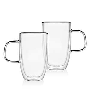 Godinger Double Walled Large Glass Coffee Mug, Set of 2- 4666188