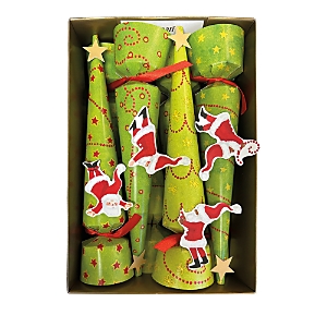 Caspari Twirling Santas Crackers, Set of 6- 4800533