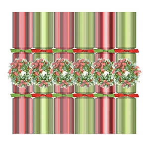 Caspari Ribbon Stripe Wreath Christmas Crackers, Set of 6- 4800534