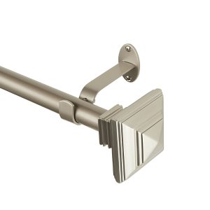 Elrene Home Fashions Florence Adjustable Curtain Rod with Square Finials, 48-86