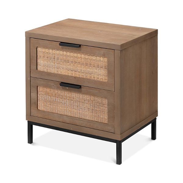 Bloomingdale's Reed Two Drawer Side Table