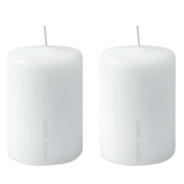 Georg Jensen Plain White 8.48 oz. Candles, Set of 2