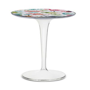 Kartell Tip Top Table in Crystal with Dinosaur Drawings