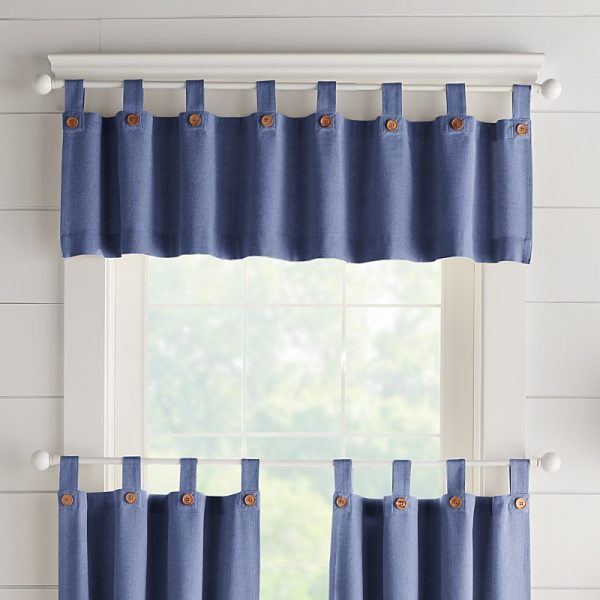 Elrene Home Fashions Tucker Solid Button Window Kitchen Valance, 15 x 60