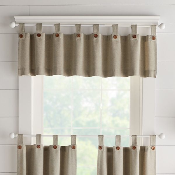 Elrene Home Fashions Tucker Solid Button Window Kitchen Valance, 15 x 60