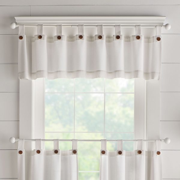 Elrene Home Fashions Tucker Solid Button Window Kitchen Valance, 15 x 60