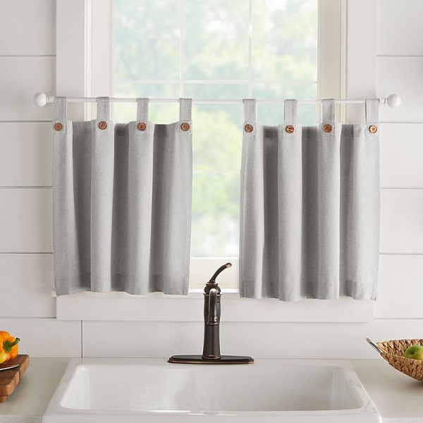 Elrene Home Fashions Tucker Solid Button Window Tier Pair, 24 x 30