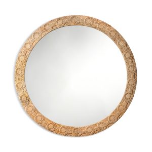Jamie Young Relief Wood Carved Round Mirror