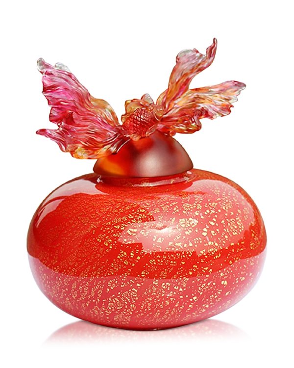 Liuli Golden Jade Joy, a Vase of Riches Crystal Figure