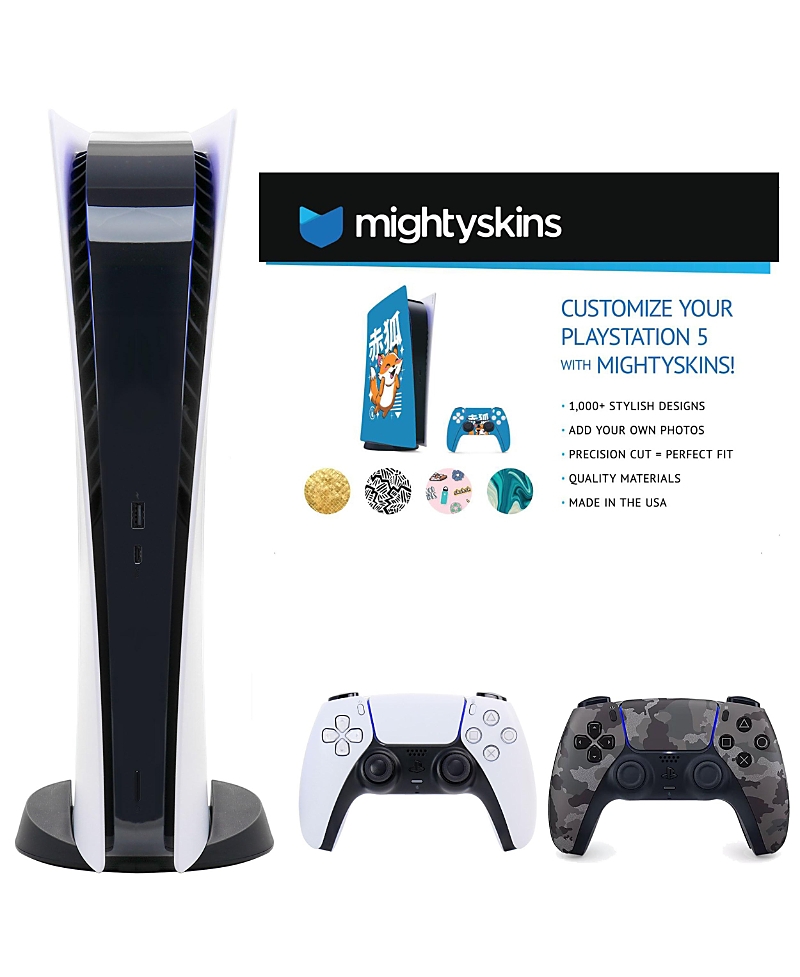 Sony PS5 Digital Console with Extra Gray Camo Dualsense Controller and Skins Voucher
