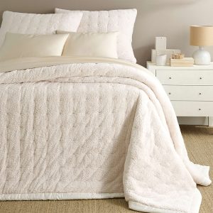 Annie Selke Marshmallow Fleece Puff Coverlet, Full/Queen