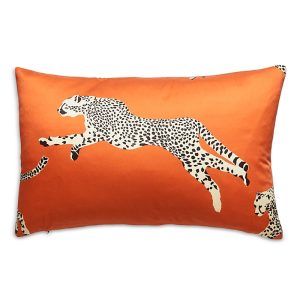 Scalamandre Leaping Cheetah Lumbar Decorative Pillow, 22 x 14