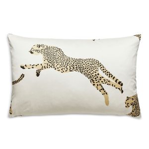 Scalamandre Leaping Cheetah Lumbar Decorative Pillow, 22 x 14