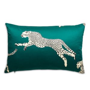 Scalamandre Leaping Cheetah Lumbar Decorative Pillow, 22 x 14