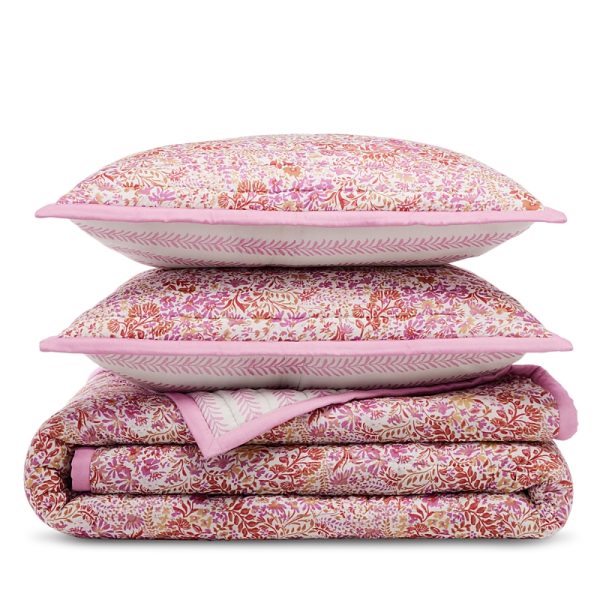 Aqua Reversible Printed Cotton Quilt Set, King - Exclusive