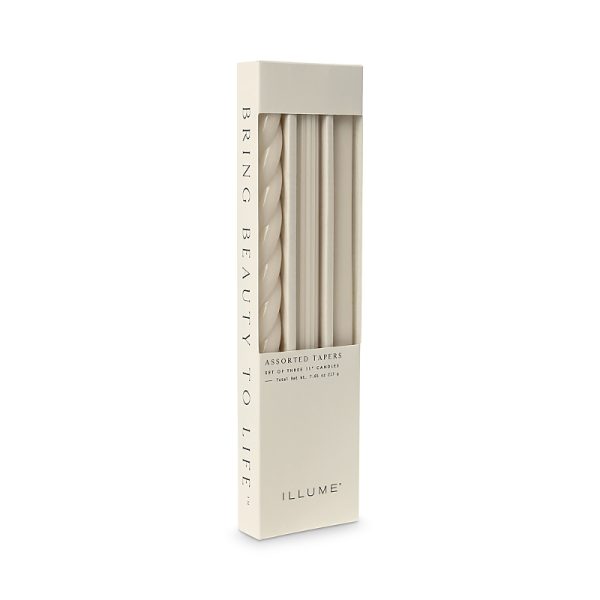 Illume Assorted Cream Candle Tapers, Set of 3