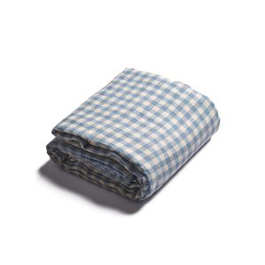 Piglet in Bed Gingham Linen Blend Duvet Cover, Queen