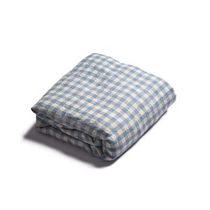 Piglet in Bed Gingham Linen Fitted Sheet, California King
