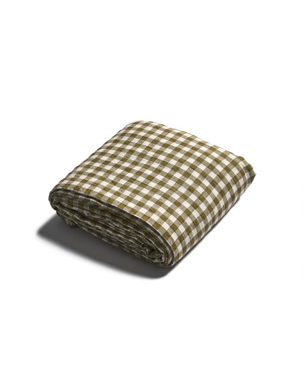 Piglet in Bed Gingham Linen Duvet Cover, Twin