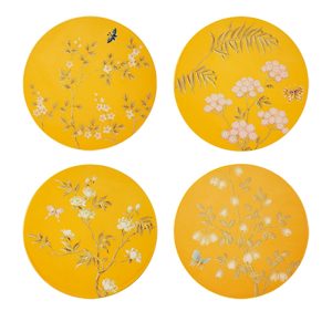 Addison Ross Chinoiserie Lacquered Coasters, Set of 4