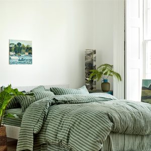 Piglet in Bed Pembroke Stripe Linen Blend Fitted Sheet, Twin