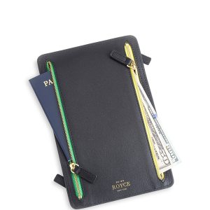 Royce New York Leather Rfid-Blocking Four Zip Organizer Travel Case
