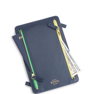 Royce New York Leather Rfid-Blocking Four Zip Organizer Travel Case