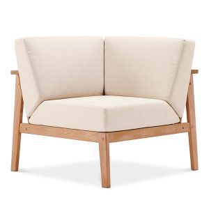 Modway Sedona Outdoor Patio Eucalyptus Wood Sectional Sofa Corner Chair