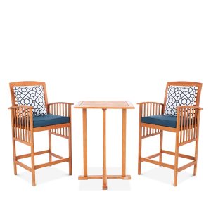 Safavieh Pate 3 Piece Outdoor Bistro Set with Accent Pillows