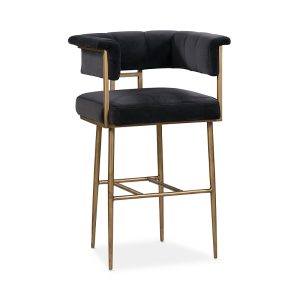 Tov Furniture Astrid Grey Velvet Bar Stool