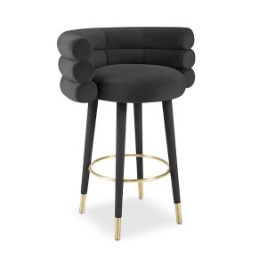 Tov Furniture Betty Velvet Barstool in Grey