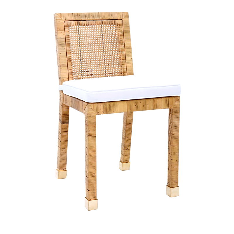 Tov Furniture Amara Rattan Performance Fabric Dining Chair in Natural