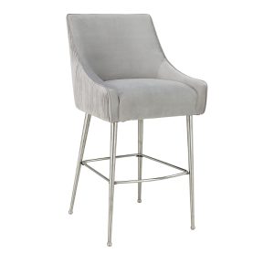 Tov Furniture Beatrix Pleated Velvet Bar Stool in Black