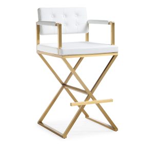 Tov Furniture Director Performance Vegan Leather and Stainless Steel Barstool in Black