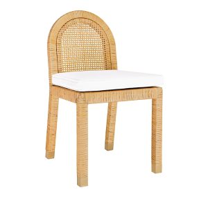 Tov Furniture Amara Rattan and Performance Fabric Arched Back Dining Chair in Natural