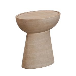 Tov Furniture Eclipse Textured Faux Travertine Indoor / Outdoor Side Table