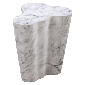 Tov Furniture Slab Marble Tall Side Table in White Marble