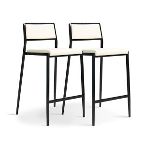 Tov Furniture Gale Performance Faux Leather Stackable Stool, Set of 2