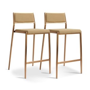 Tov Furniture Gale Performance Faux Leather Stackable Stool, Set of 2
