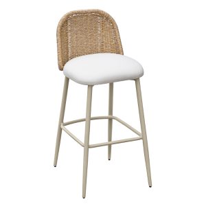 Tov Furniture Alexa Rattan Performance Fabric Barstool