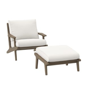 Modway Saratoga Outdoor Patio Teak Wood Chair and Ottoman, Set of 2