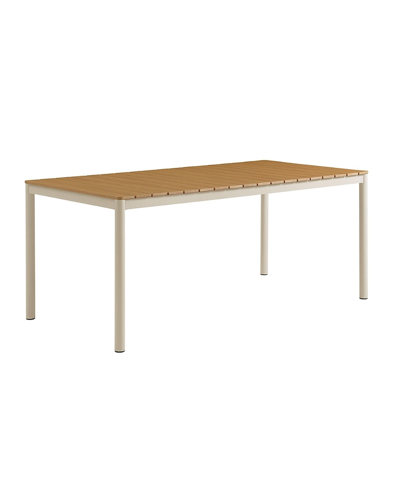 Modway Finn 71" Outdoor Patio Aluminum Dining Table with Faux Wood Top