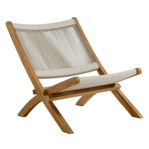 Modway Vienna Outdoor Patio Teak and Rope Folding Accent Lounge Chair