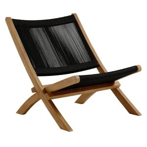 Modway Vienna Outdoor Patio Teak and Rope Folding Accent Lounge Chair