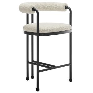 Modway Turin Curved Back Boucle and Metal Counter Stool