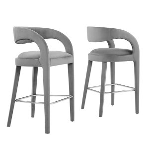 Modway Pinnacle Performance Velvet Bar Stool, Set of 2